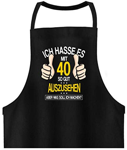 Galeriemode 40 Geburtstag Jahrgang 1981 40 Jahre - Hochwertige Grillschürze -Einheitsgröße-Schwarz