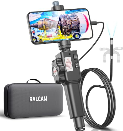 Ralcam Endoscope Inspection Camera with Light - 1080P HD Digital Borescope 8.5mm Snake Camera with 8 Adjustable LED, 3.2ft Semi-Rigid Cable, Articulating Endoscope for Android and IOS Smartphone