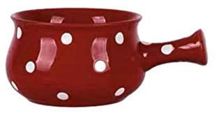 Sywlwxkq Soup Bowl Bowls with Handle Polka Dot Ceramic Oatmeal Breakfast Instant Noodles Baking Baked Rice Cute Children Anti-scalding 550ML-Red