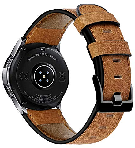 AISPORTS Ersatzarmband Kompatibel mit Samsung Galaxy Watch 46mm Armband Lederband Frauen Männer, 22mm Schnellverschluss Weiches Sport Lederarmband Ersatzband für Samsung Galaxy Watch 3 45mm/Gear S3