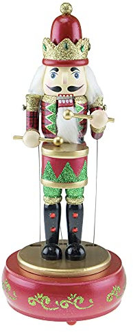 Clever Creations Red Music Box 12 Inch Traditional Wooden Nutcracker Ornament, Festive Christmas Décor for Shelves and Tables