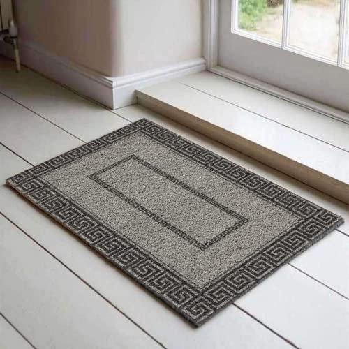 FIXINGS DIRECT The NERÒ Luxury Style Indoor Door Mat (With Dirt Trapping Technology) Easy Cleaning, Super Durable Anti Slip Design (75cm x 43 cm (Medium)) Grey/Black