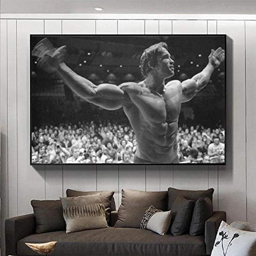 XXL Bilder auf Leinwand Arnold Schwarzenegger Bodybuilding Leinwandbild 1 Wandbild Kunstdruck Bild Wandbilder Wohnzimmer 1 Teilig Wanddeko （Rahmenlos 120x80cm）