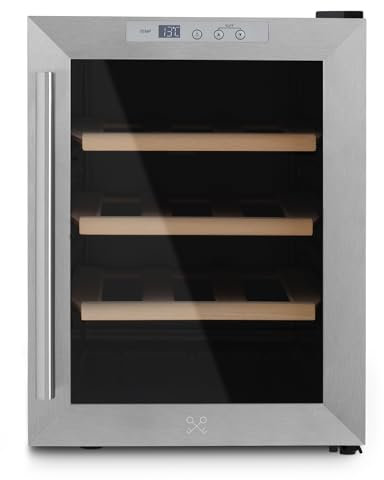 Les Petit Champs Cantinetta per vino CAVS12,12 bottiglie, 31L, porta in acciaio inossidabile, temperatura regolabile da 11°C a 18°C, sistema termoelettrico, illuminazione a LED, 3 ripiani