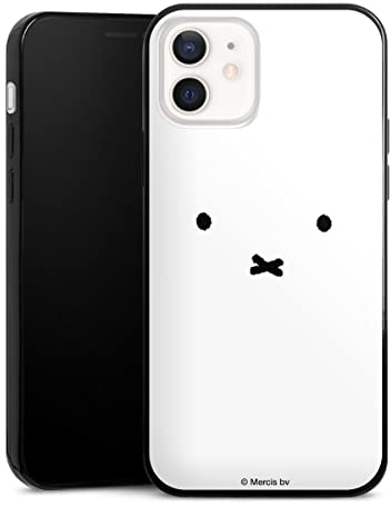 Slim Case extra dünn kompatibel mit Apple iPhone 12 Silikon Handyhülle schwarz Hülle Hase Miffy Dick Bruna