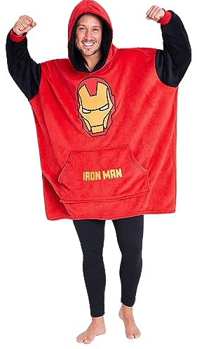 Marvel Felpa Uomo con Cappuccio Felpe Oversize Uomo in Pile Supereroi Avengers Captain America, (Rosso)