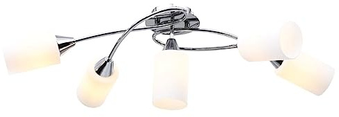 vidaXL Deckenleuchte mit Keramik-Lampenschirmen für 5 E14 Glühlampen Deckenlampe Leuchte Pendelleuchte Deckenstrahler Hängelampe Wohnzimmerlampe Lampe