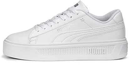 PUMA Damen Smash Platform V3 Sneaker, Puma White Puma Silver, 40 EU