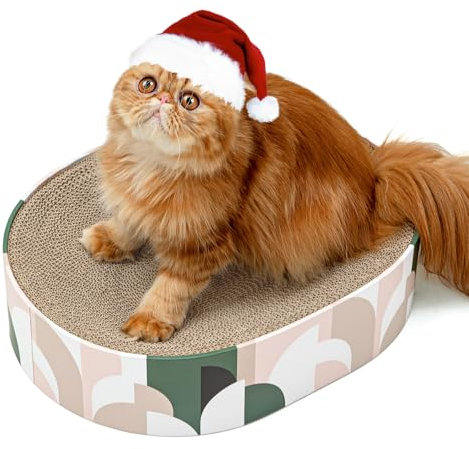 Conlun Cat Scratching Board,2 in 1 Oval Cat Scratcher Cardboard Bowl Nest,Kitty Scratch Pad Corrugated Lounge Bed for Indoor Kitten Grinding Claw,Furniture for Couch & Carpets & Sofas, Large