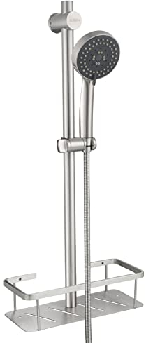 Tecmolog Duschset Edelstahl 5 Strahlarten Duschkopf mit Schlauch und Stange 67 cm, Gebürstetes Nickel, SBH156DF1