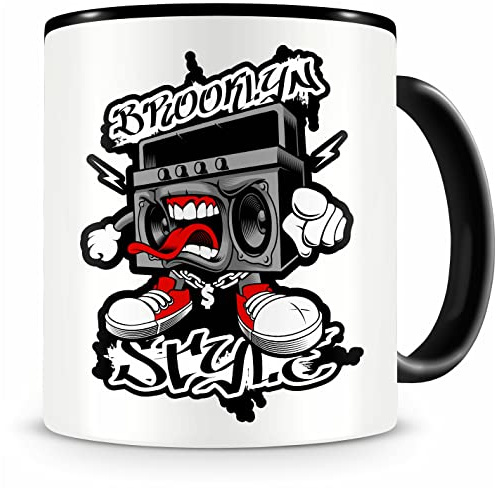 Samunshi® Tasse mit Motiv Street Art Boombox Brooklyn Kaffeetasse Lustige Tassen zum Geburtstag für Sprayer Künstler HipHop Fans