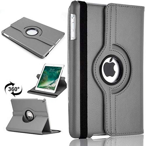 Funda giratoria 360 para iPad 2, 3 y 4 (modelos antiguos de 9.7 pulgadas 2011-2012) Funda de cuero PU con función de apagado automático (gris)