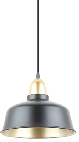 Zumaline Mensa Dome Pendant Ceiling Light, Matte Black, Gold, 1x E27