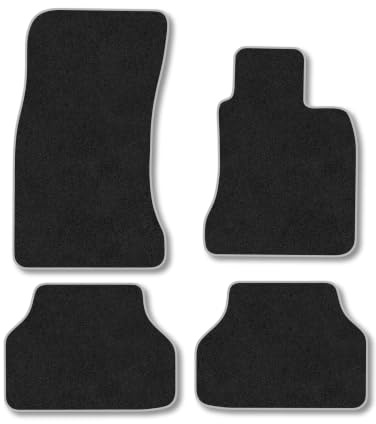 BMW 5 Series (2003-2010) [Automatic] Carpet Car Mats | Grey Edge Trim Tailored Fit Floor Mats Full Coverage Protection Accessories Easy Clean Anti Slip Made in the UK