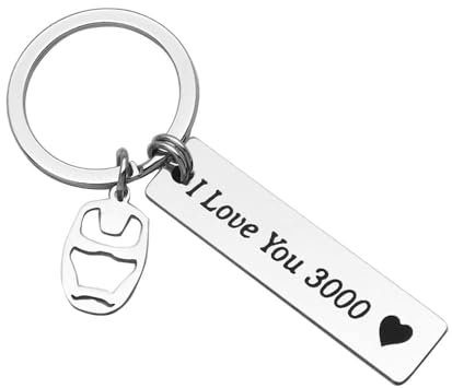 CGBOOM I Love You 3000 Schlüsselanhänger für Tochter, Freund, Freundin, Iron Man, Geschenk, Vater, Mutter, Mädchen, Comic-Film, inspiriertes Geschenk, Endspiel, Fan, Geschenk, Paare, Schlüsselanhänger