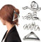 Lot de 4 grandes pinces à cheveux en métal argenté pour cheveux épais et fins - Antidérapantes - Pour femmes et filles