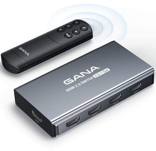 Commutateur HDMI 5 Entrées 1 Sortie 4K @ 60 Hz,GANA Switch HDMI 4K avec Télécommande Aluminum Splitter HDMI,Splitter HDMI 2.0 en Aluminium Compatible avec Xbox, PS5/4/3,Gray