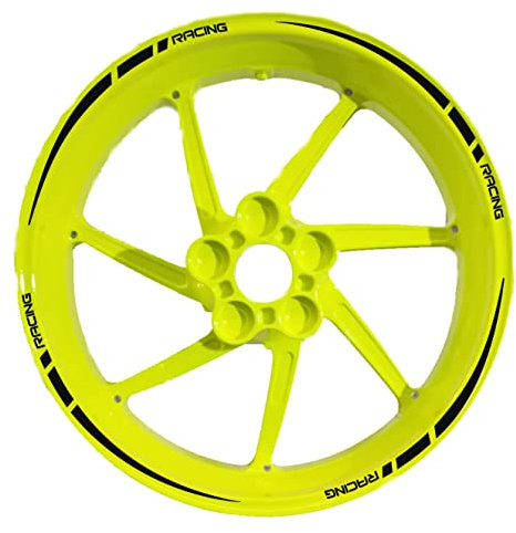 Aufkleber-Set für Motorrad kompatibel mit R1 R6 YZF R125 R-125 komplett für 2 Räder 17 Zoll Streifen Felgen wählen Farbe Artikel RT002 (070 Schwarz)