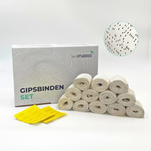 deingipsabdruck Gipsbinden Set | 12 Gipsbinden = 36m Gips für Babybauch Gipsabdruck, als Bastelgips, in der Medizin oder im Modellbau | 5cm / 7,5cm / 10cm / 15 cm oder 20cm x 3m (15 cm x 3 m)