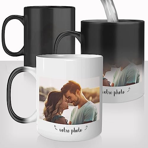 Mug Magique Photo et Texte Personnalisé - Tasse Thermoréactive Idée Cadeau avec Photo et Message Personnalisable