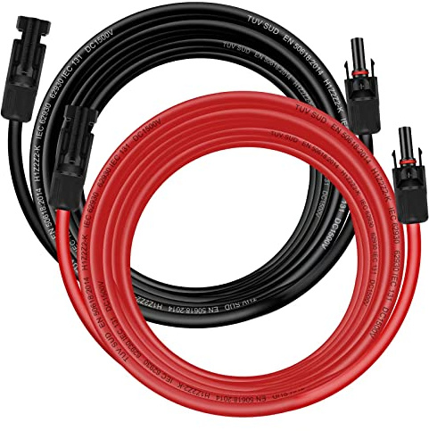 Solar Cables 6mm²/4mm², Solar Extension Cables 1/2/3/5/8/10/13/15M, Solar Extension Cables (Red/Black) (6mm² 2M)