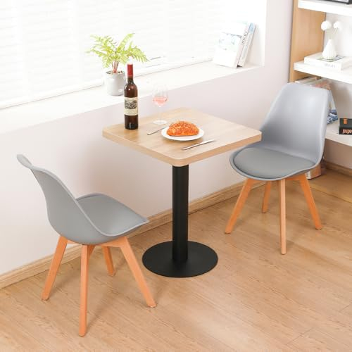 Mingone Esstisch mit 2 Stühlen Essgruppe Küchentisch Set Kleine Holztisch und Stuhl Quadratischer Tisch Balkontisch Set 60cm für Esszimmer Küche Wohnzimmer