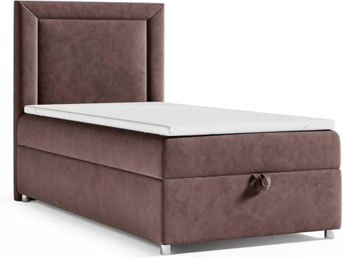 Best For Home Trinity K3 Einzelbett | Boxspringbett 90x200 Mit Bonell Federkernmatratze | Matratzentopper | Bett Mit Matratze Und Stauraum | Lieferung an Die Bordsteinkante