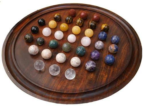 The Maryam Crafts Rosewood Solitaire Board Game Set with 36 Natural Marbles - Authentic Handmade Solitaire Boards | for Adults on Any Occasion (12 inches)