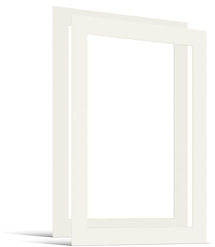 JUNOMI® 2X Passepartout 50x70 cm Außenmaß – für Bildformat 40x60 cm – 1,5 mm Dicke – Farbe Cremeweiß