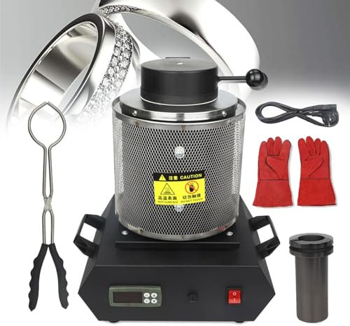 Cashwise Horno de fusión de Oro eléctrico, 1150 ℃ /2100 ℉ Kit automático de Horno de fusión de Oro, Horno de fusión Digital para fundición de Joyas, Metales, Lata, Oro, Plata, Cobre, Aluminio,2kg