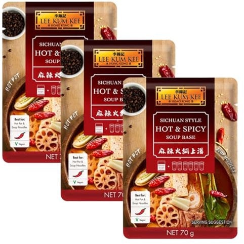 Lee Kum Kee Convenient Cooking Sachet Soup Base - Sichuan Hot & Spicy 70G (Pack of 3)