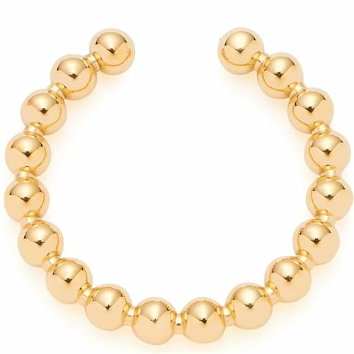 JEWELS BY LEONARDO Ohrklemme Ciao Lollo 1 Stück • Ear-Cuff aus goldfarbenem Edelstahl • offener Ring aus aufgereihten kleinen Kügelchen • Schmuck Geschenk für Frauen • 024259