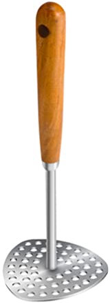 QTANZIQI Pasapurés de Patatas de Acero Inoxidable Mango de Madera, Ideal para Comida y Frutas para bebés