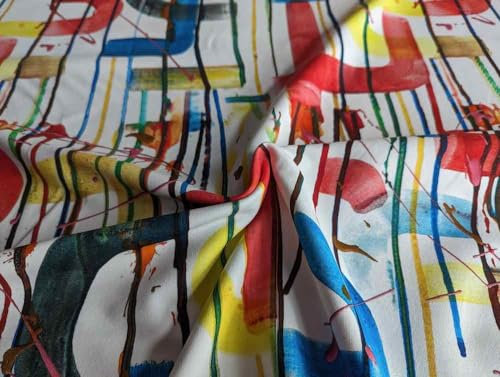 Sweatshirtstoff, French Terry, Sommersweat, bunte Musterung - Digitaldruck als Meterware zum Nähen, 50 cm