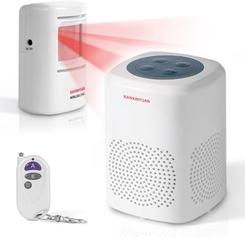 Ranxinyuan Barking Dog Alarm Motion Detector,Pir Human Body Sensor Alarm Electronic Burglar Deterrent Loud Siren,with Remote & USB,Say Goodbye to Unwanted Intruders