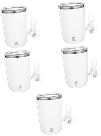 iplusmile 5st Automatischer Mischbecher Mixer Kaffeebecher Espressotassen Reisekaffeetasse Selbstrührender Becher. Elektrischer Rührbecher Reisen Faule Tasse Magnetkraft Abs.as.silikon Weiß