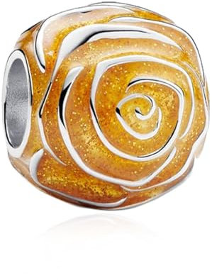 LaMenars Yellow Rose in Bloom Charm für Armbänd 925 Sterling Silber Bead Women Charms Mother's Day Birthday Anniversary Jewelry for Girls Wife