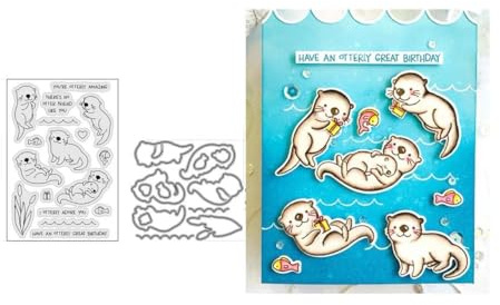 JIHFOHHA Otter Stempel und Stanzschablonen für Karten Herstellung, Tier Stanzen Stempel und Briefmarken Set für DIY Scrapbooking Fotoalbum Dekorativ