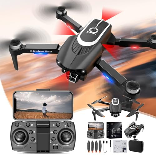 Drohne mit Kamera 1080p hd, 4K HD FPV Video faltbare Drone, RC Quadcopter mit Höhenhaltung und Headless Modus für Anfänger, 3D Flip, Höhenhaltung,Schwerkraft Sensor Drohne (05bürstenlos)