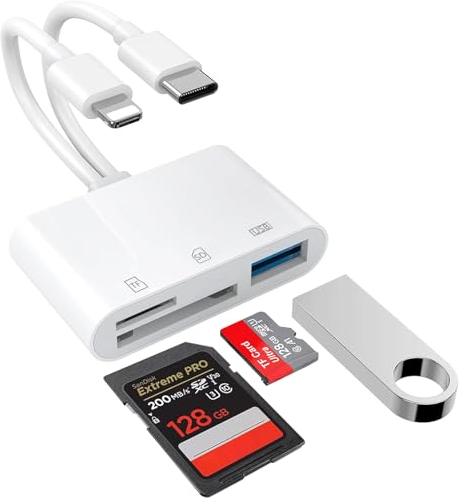 Lector de Tarjetas SD 3 en 2 para Phone/Pad, Adaptador para Pasar Fotos de Cámara al Móvil, USB C a SD/TF, Compatible Con Phone 14/15/Pro MAX/Pro/Plus/Pad Pro/MacBook