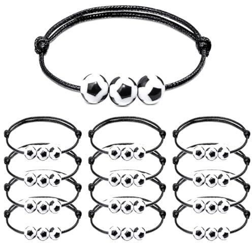 GVEYIQK Lot de 12 bracelets de football pour enfants, bracelet tissé de sport de football, cadeaux de fête sportive, bracelets d'amitié tressés réglables, pour les anniversaires d'enfants sportifs