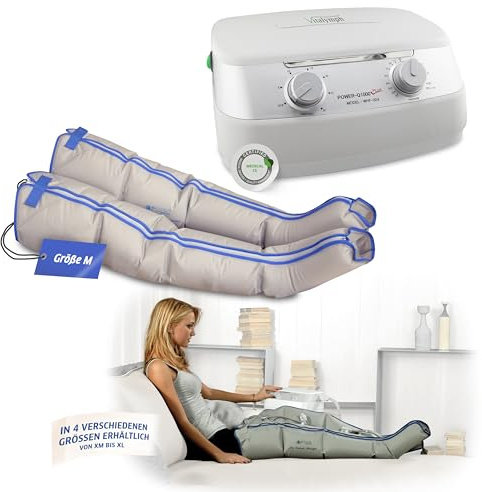 VITALYMPH Lymphdrainage Gerät Vitalymph + Beinmanschetten - passend für Größe M - für Heimanwendung und Physiotherapie - Medizinisches Gerät