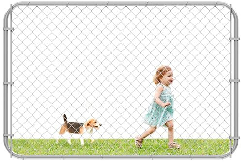 797Audio 26-72 W x 4' H Fence Gate Kit, Adjustable Width Chain Link Outdoor Metal Garden Gate, Anti-Rust for Yard and Farm