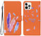 Tiyoo Case for iPhone 13 Pro Max, Bright Colorful PU Leather iPhone 13ProMax Phone Case with Feathers Pattern, Card Slots & Magnetic Closure, Orange