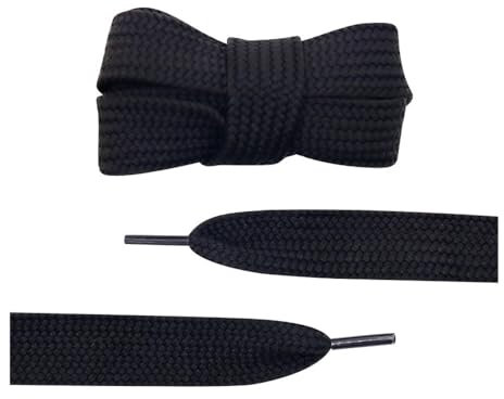 VONCYKI 3 Paar breitere, flache, einlagige 2 cm dicke, breite Campus-Schnürsenkel für Freizeit-Sneaker, Damen, Hoodie, Kordel, Kordel (5071-Schwarz, 200 cm)