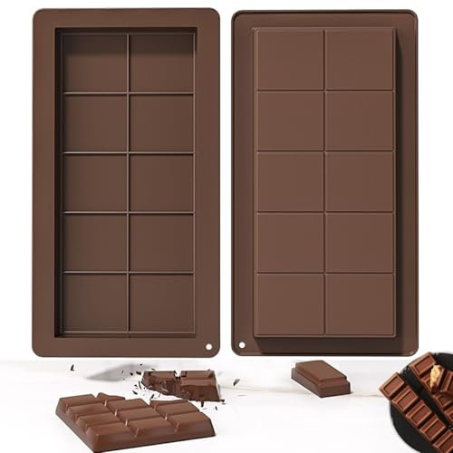 Chocolate Mould Silicone, 2 Pieces Chocolate Mould, Silicone Mould Chocolate Bar Deep, Non-Stick Chocolate Mould for Baking, Chocolate Praline Sweets