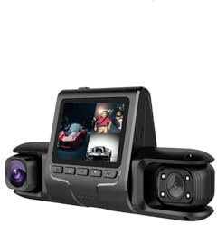 Dash Cam 3 Camera Lens Car DVR Dash Camera HD 1080P IR Night View 3-Channel Dash Cam Video Recorder Loop Recording Parking Monitor Dash Camera Cars(2 Cam None)