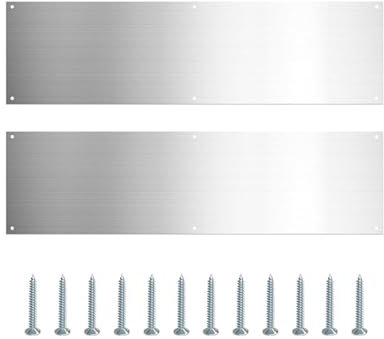 2 Pieces Kick Plates Bottom Door Protection Brushed Stainless Steel Metal Kick Plate for Doors Protection, Avoid The Door from Kicking for Exterior Front Door Or Back Door
