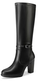 QUEEN HELENA Stivali Alti con Tacco Zip Laterale Casual Donna X31-118 (Nero, Sistema Taglie Calzature EU, Adulto, Donna, Numero, Media, 38)