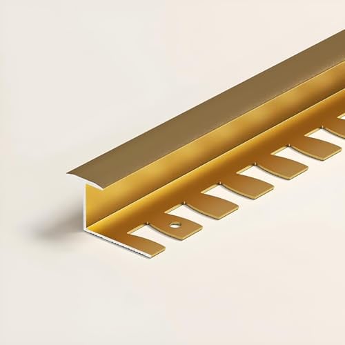Raouoae Hochwertiges Biegbares Abschlussprofil Metallprofil Eloxiertem Aluminium 135cm 2 Stück Biegbares Profil Ideal Für Badezimmer Und Küchen(Gold,T-TYP_HOCH: 8.5MM)